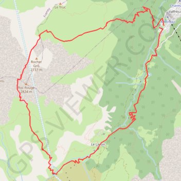 Trace GPS Col du Grand Roc Rouge, itinéraire, parcours