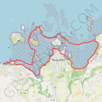 Trace GPS Rando sur l'estran au départ de Port Blanc, itinéraire, parcours