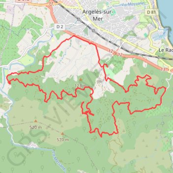 Trace GPS La boucle des Mas - Argelès-sur-Mer, itinéraire, parcours