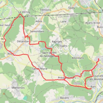 Trace GPS Le Vernois, itinéraire, parcours