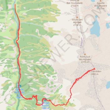 Trace GPS Ardiden par le refuge Russell, itinéraire, parcours