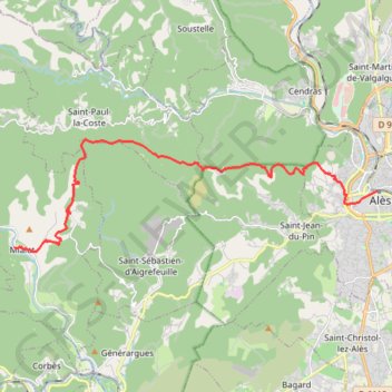 Trace GPS Mialet - Alès, itinéraire, parcours