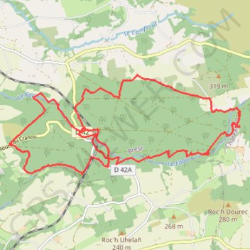 Trace GPS Forêt du Cranou, itinéraire, parcours