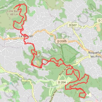Trace GPS Rando bois d'Opio, Valbonne et le Rouret, itinéraire, parcours