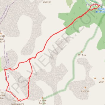 Trace GPS Tête de Sanguinière, itinéraire, parcours