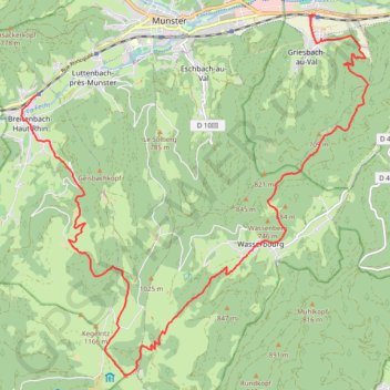Trace GPS Breitenbach, Petit-Ballon, Griesbach, itinéraire, parcours