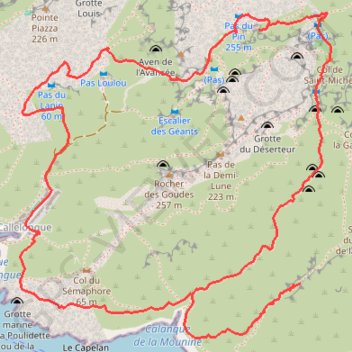 Trace GPS La Roche Percée de la Mounine, ruines et reconnaissance, itinéraire, parcours