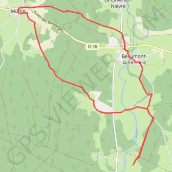 Trace GPS Promenade Bertranges, Murlin, Beaumont la Ferrière, itinéraire, parcours