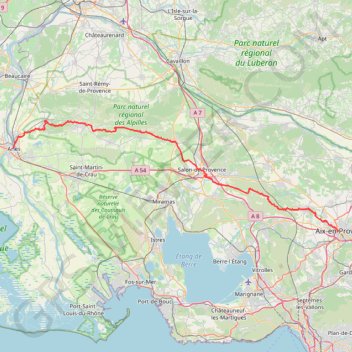 Trace GPS Randonnée de Aix-en-Provence à Arles, itinéraire, parcours