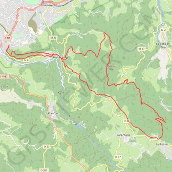 Trace GPS Montée vers Le Bessat, itinéraire, parcours