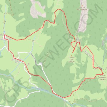 Trace GPS Bauges - Crêt du Char, itinéraire, parcours