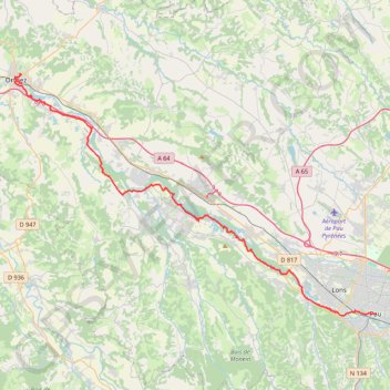 Trace GPS Pau Orthez, itinéraire, parcours