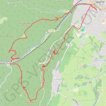 Trace GPS Saverne, Greifenstein, Brotschberg, Geroldseck, Haut-Barr, itinéraire, parcours