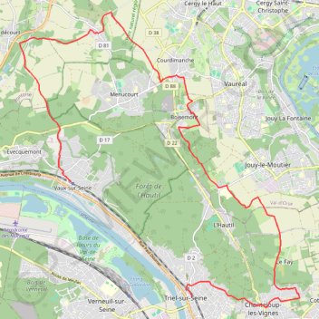 Trace GPS Yvelines et Val d'oise, itinéraire, parcours