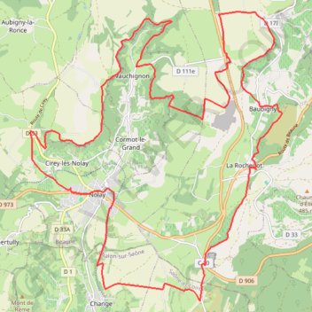 Trace GPS 2019 06 13 xxx Nolay bout du monde Orches Rochepot 32km 770m, itinéraire, parcours