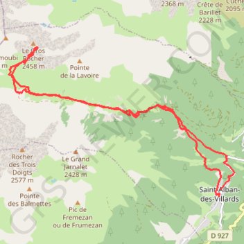 Trace GPS Col de la Lavoire, itinéraire, parcours