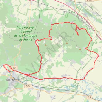 Trace GPS Montagne de Reims, itinéraire, parcours
