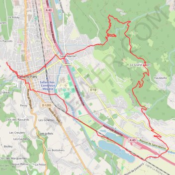 Trace GPS Tour Sallanches la trappe cascade de Reninge, itinéraire, parcours
