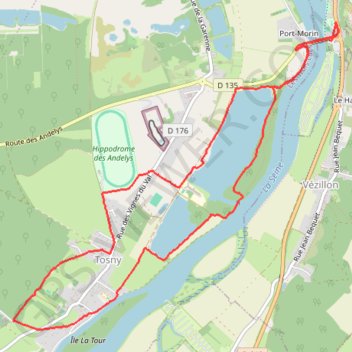 Trace GPS Marche nordique tour de Tosny, itinéraire, parcours