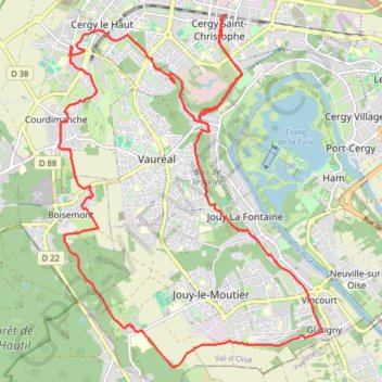 Trace GPS Cergy - Rando des coteaux de l'Hautil, itinéraire, parcours