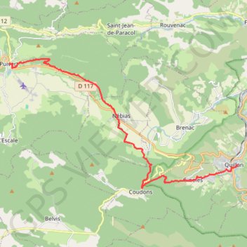 Trace GPS Etape5 - Puivert - Quillan, itinéraire, parcours