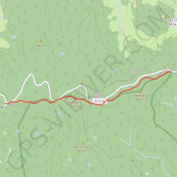 Trace GPS Colmar - Rectangle jaune, de Baerenstall à Croix-de-Wihr, itinéraire, parcours