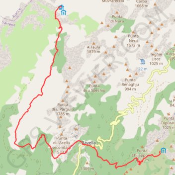 Trace GPS GR20 Paliri - Asinau, itinéraire, parcours