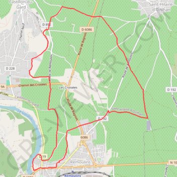 Trace GPS Une léproserie sous les falaises de Castillon-du-Gard - Remoulins, itinéraire, parcours