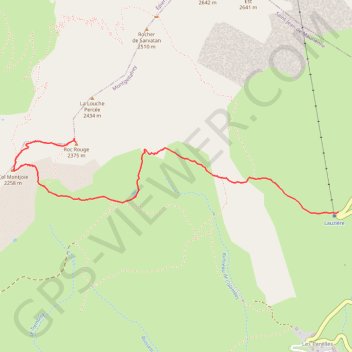 Trace GPS Le Roc Rouge depuis le Col de la Madeleine, itinéraire, parcours