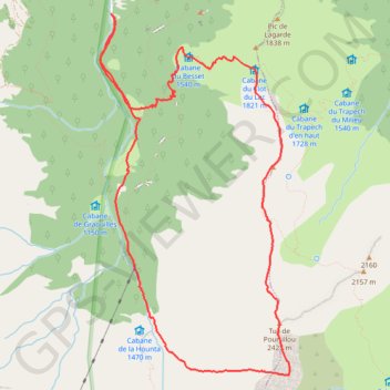 Trace GPS Tuc de Pourtillou - Cheminée de Cornave, itinéraire, parcours