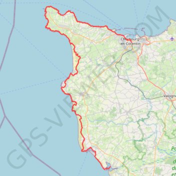 Trace GPS GR223 De Tourlaville à Portbail (Manche), itinéraire, parcours