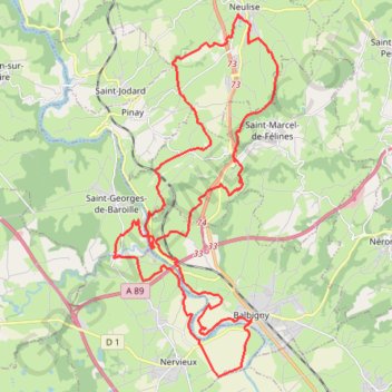 Trace GPS De Balbigny à Neulise - Balbigny, itinéraire, parcours