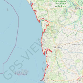 Trace GPS Sentier littoral de Portbail à Granville, itinéraire, parcours