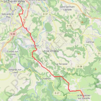 Trace GPS Le-Puy-en-Velay - Monastier-sur-Gazeille, itinéraire, parcours