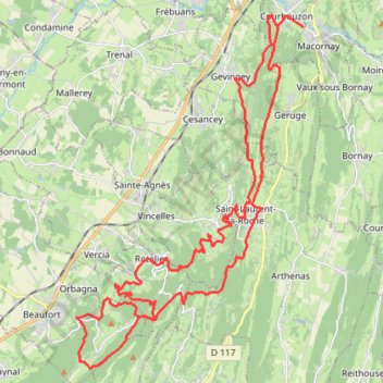 Trace GPS Le Grand Rambey - Courbouzon, itinéraire, parcours