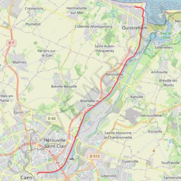 Trace GPS Ouistreham / Caen, itinéraire, parcours