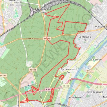 Trace GPS G2 33 km195m Parc de la Charmeraie, itinéraire, parcours