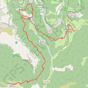 Trace GPS GTV - Tour du Vercors à pied - Les Nonnières - Châtillon-en-Diois, itinéraire, parcours