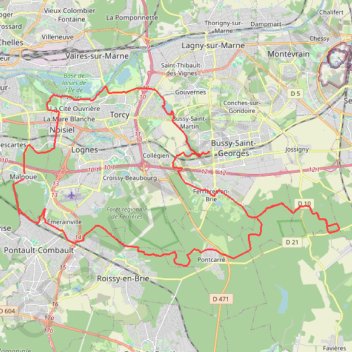 Trace GPS Boucle Etangs Bussy - GR forêt de Ferrière, itinéraire, parcours