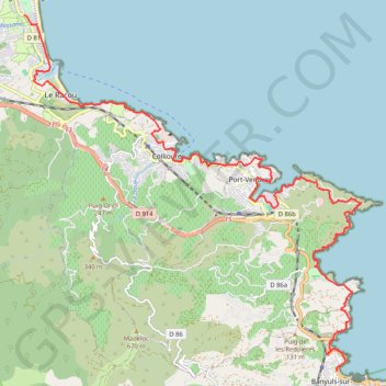 Trace GPS [Itinéraire] Argelès - Cerbère (Sentier Littoral), itinéraire, parcours