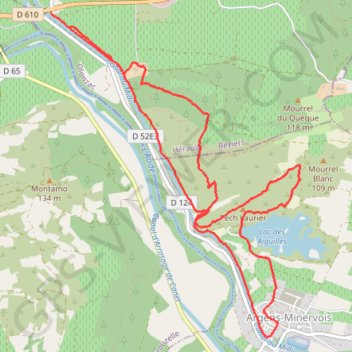 Trace GPS Olonzac. Le canal de Bassanel à Argens Minervois, itinéraire, parcours