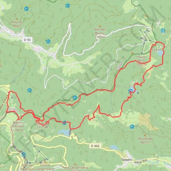 Trace GPS Ballon d'Alsace, itinéraire, parcours
