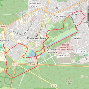 Trace GPS Fontainebleau, itinéraire, parcours
