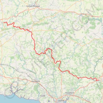 Trace GPS GR38 De Châteauneuf-du-Faou (Finistère) à Baud (Morbihan), itinéraire, parcours