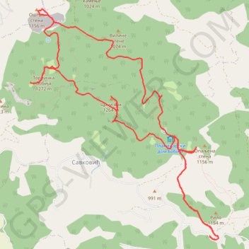 Trace GPS BOBIJA: Opaljena Stena (1.156) - Oštra Stena (1.158) - Crni ..., itinéraire, parcours