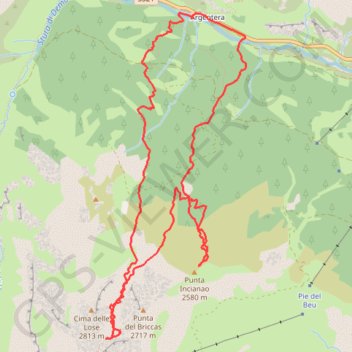 Trace GPS Cime de la Lose Punta d'Incianao, itinéraire, parcours