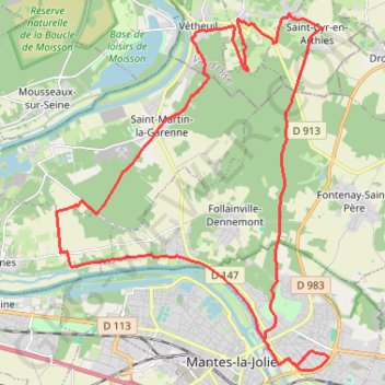 Trace GPS Porte du Vexin - Limay, itinéraire, parcours