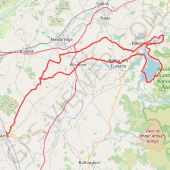 Trace GPS Blessington, itinéraire, parcours