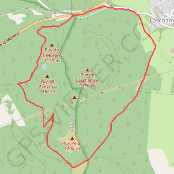 Trace GPS Le tour de la montagne de Laschamps, itinéraire, parcours