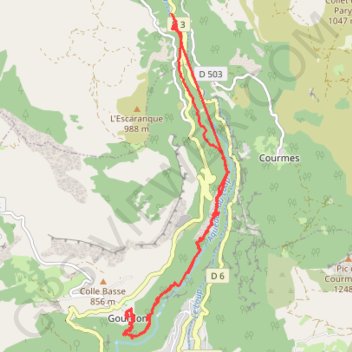 Trace GPS Bramafan - Gourdon, itinéraire, parcours